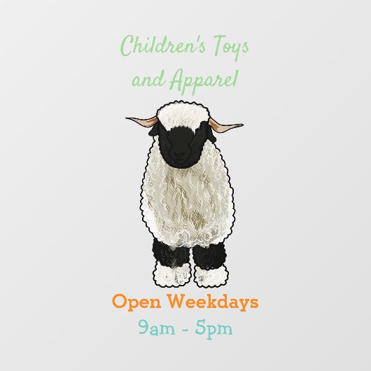 ヴァレーブラックノーズ羊の漫画イラストレーション ウィンドウサイン (シート)