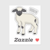 ヴァレーブラックノーズ羊の漫画イラストレーション シール (シート)