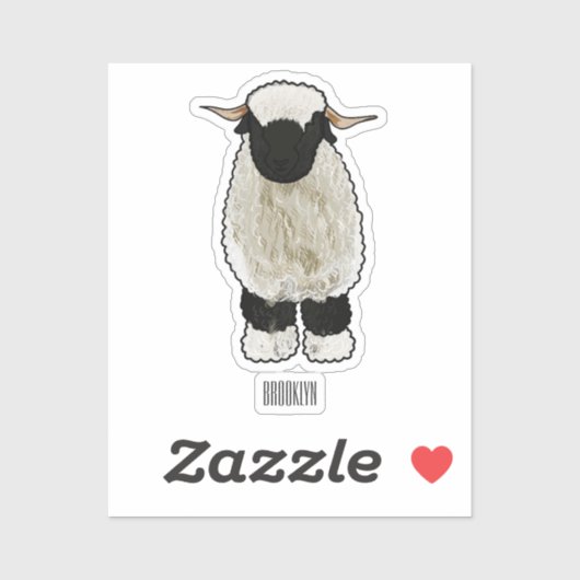 ヴァレーブラックノーズ羊の漫画イラストレーション シール (シート)