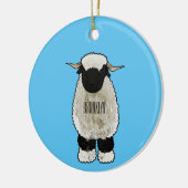 ヴァレーブラックノーズ羊の漫画イラストレーション セラミックオーナメント (左)