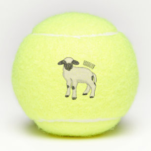 ヴァレーブラックノーズ羊の漫画イラストレーション テニスボール