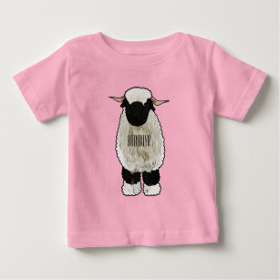 ヴァレーブラックノーズ羊の漫画イラストレーション ベビーTシャツ
