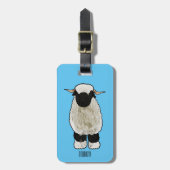 ヴァレーブラックノーズ羊の漫画イラストレーション ラゲッジタグ (正面縦)