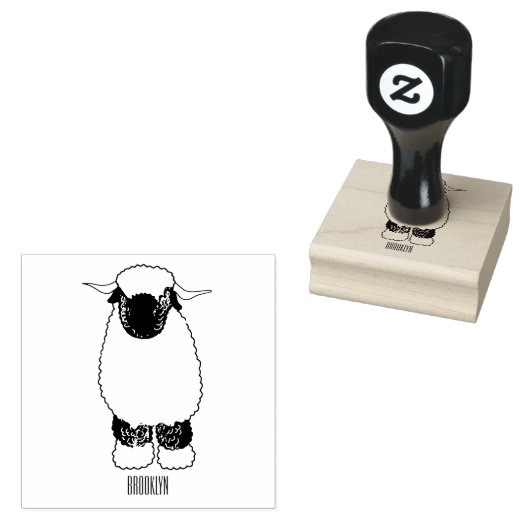 ヴァレーブラックノーズ羊の漫画イラストレーション ラバースタンプ (押印)