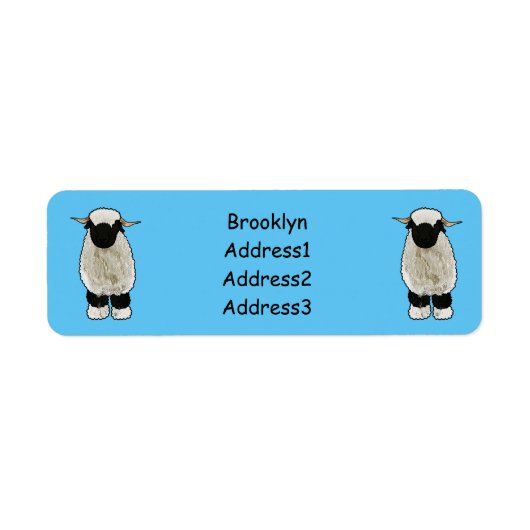 ヴァレーブラックノーズ羊の漫画イラストレーション ラベル (正面)