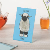 ヴァレーブラックノーズ羊の漫画イラストレーション 台座サイン (インサイチュ)