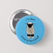 ヴァレーブラックノーズ羊の漫画イラストレーション 缶バッジ (正面&裏面)