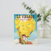 ヴァレ、スキーを優しい日の下に持つ女性 ポストカード (スタンド正面)