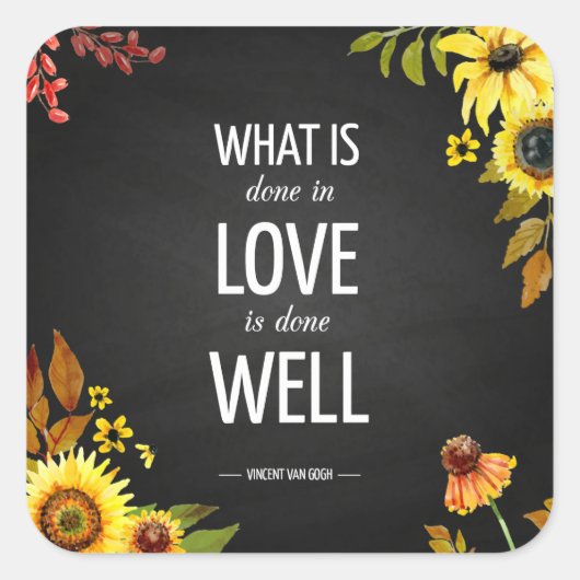 ヴァンゴッホの愛インスパイア引用文シール スクエアシール (正面)