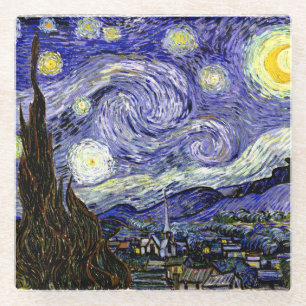 ヴァンゴッホの星空の夜， 1889 ガラスコースター