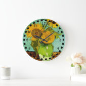 ヴァンゴッホの有名絵画な花ひまわり， 1888 ラージ壁時計 (ホーム)