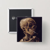 ヴァンゴッホの燃える煙草のスケルトン 缶バッジ (正面&裏面)