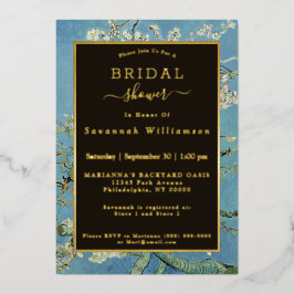 ヴァンゴッホアーモンドブロッサム絵を描ズブライダルシャワー 箔招待状