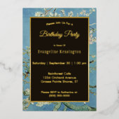 ヴァンゴッホアーモンドブロッサム絵を描ズ誕生日 箔招待状 (正面)