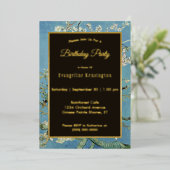 ヴァンゴッホアーモンドブロッサム絵を描ズ誕生日 箔招待状 (立ち正面)