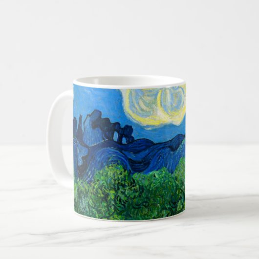 ヴァンゴッホオリーブの木が山の景色を コーヒーマグカップ (正面左)