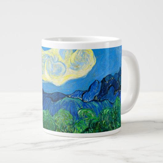 ヴァンゴッホオリーブの木が山の景色を ジャンボコーヒーマグカップ (正面右)