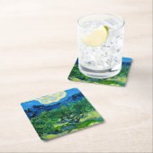 ヴァンゴッホオリーブの木が山の景色を スクエアペーパーコースター (インサイチュ)