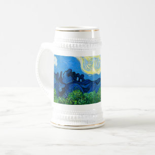 ヴァンゴッホオリーブの木が山の景色を ビールジョッキ