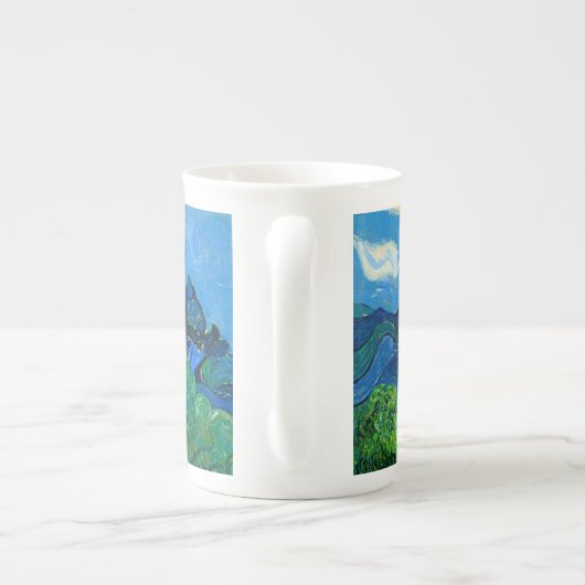 ヴァンゴッホオリーブの木が山の景色を ボーンチャイナマグカップ (裏面)