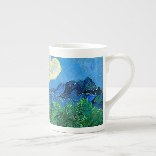 ヴァンゴッホオリーブの木が山の景色を ボーンチャイナマグカップ (右)