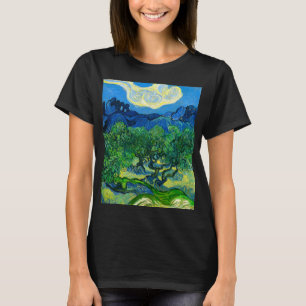 ヴァンゴッホオリーブの木が山の景色を Tシャツ