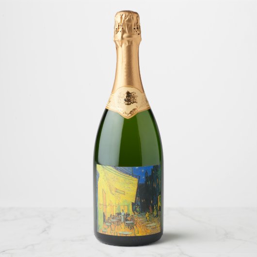 ヴァンゴッホカフェテラスフランスの通りシーン スパークリングワインラベル (正面)