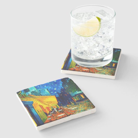ヴァンゴッホカフェテラスat Night ストーンコースター (横)