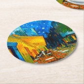 ヴァンゴッホカフェテラスat Night ラウンドペーパーコースター (アングル)