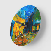 ヴァンゴッホカフェテラスat Night ラウンド壁時計 (傾斜)