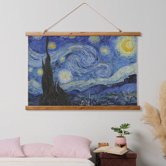 ヴァンゴッホクラシックの絵を描星の夜 吊り下げ型タペストリー (寝室)