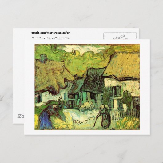 ヴァンゴッホコテージジョルガスの茅葺きファインアート ポストカード (正面/裏面)