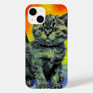 ヴァンゴッホスタイルキャットサンセットビーチ Case-Mate iPhone 14ケース
