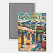ヴァンゴッホスタイルサンタフェ旅行アートとアドビホーム マグネット (正面/裏面)