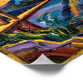 ヴァンゴッホスタイルサンフランシスコ黄金ゲートブリッジ ポスター (角)