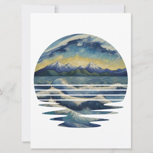 ヴァンゴッホスタイルペインティングセット夕日の海 カード (正面)