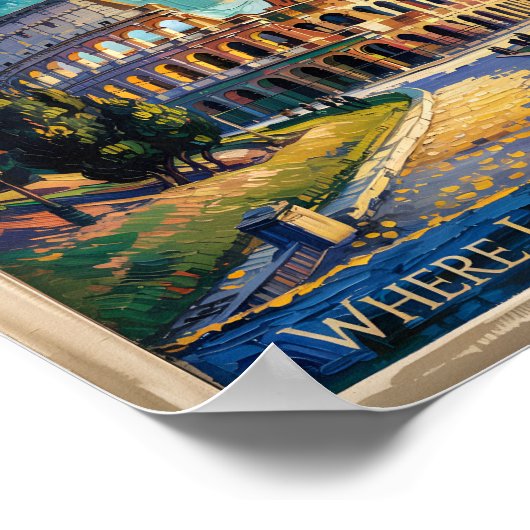 ヴァンゴッホスターリーナイトローマイタリアコロッセウムトラベル ポスター (角)