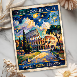 ヴァンゴッホスターリーナイトローマイタリアコロッセウムトラベル ポストカード