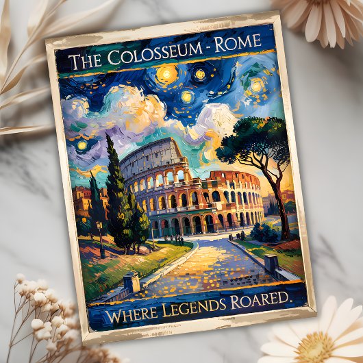 ヴァンゴッホスターリーナイトローマイタリアコロッセウムトラベル ポストカード