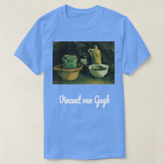 ヴァンゴッホスティルライフと陶芸と2ボトル Tシャツ (デザイン正面)