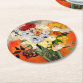 ヴァンゴッホバラとアネモネス ラウンドペーパーコースター (アングル)