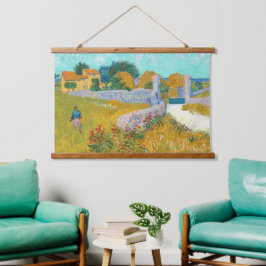 ヴァンゴッホファームハウスインプロヴァンスオールドアートウッドウォール 吊り下げ型タペストリー