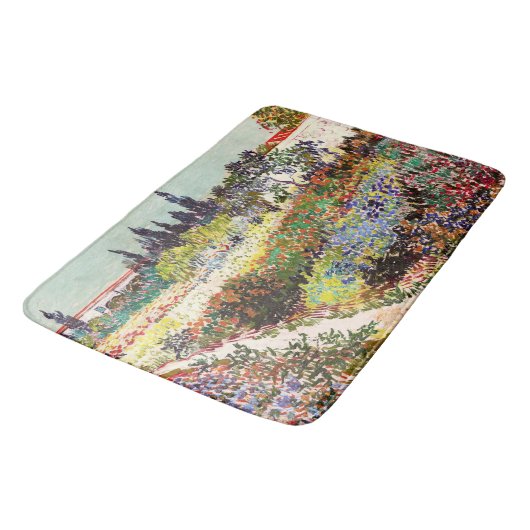 ヴァンゴッホフローリングガーデンアットアルレスフローラファインアート バスマット (アングル)