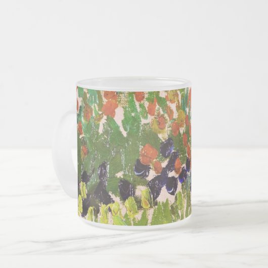 ヴァンゴッホフローリングガーデンアットアルレスフローラファインアート フロストグラスマグカップ (正面左)