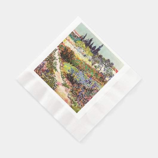 ヴァンゴッホフローリングガーデンアットアルレスフローラファインアート 縁ありランチョンナプキン (角)