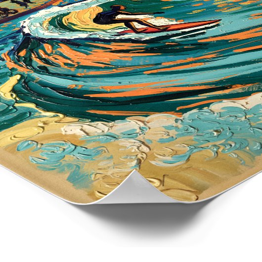 ヴァンゴッホヴェネツィアビーチサーフカリフォルニアレトロトラベル ポスター (角)