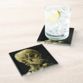 ヴァンゴッホ喫煙スケルトン ガラスコースター (アングル)