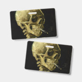 ヴァンゴッホ喫煙スケルトン バッジ (表裏)