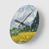 ヴァンゴッホ小麦畑絵画サイプレス ラウンド壁時計 (傾斜)