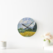 ヴァンゴッホ小麦畑絵画サイプレス ラウンド壁時計 (ホーム)